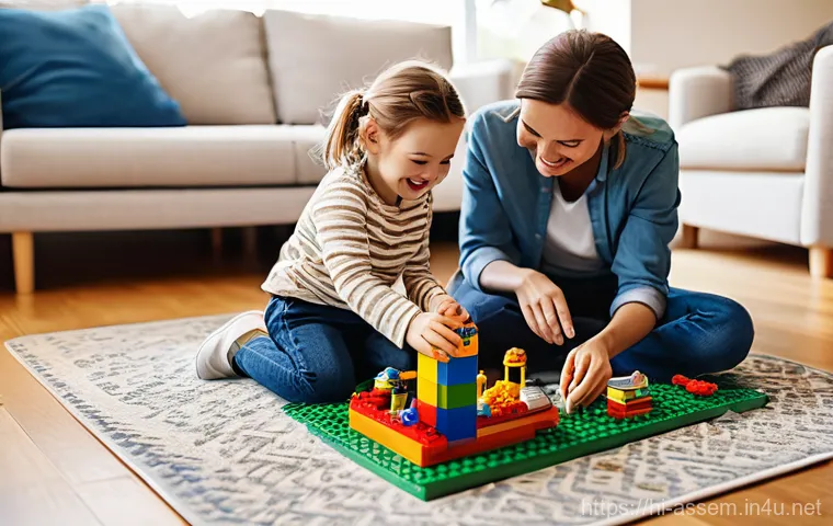 레고로 만든 캐릭터의 인기 비결 - Prompt 1: Childhood Memories and Family Creativity with LEGO**