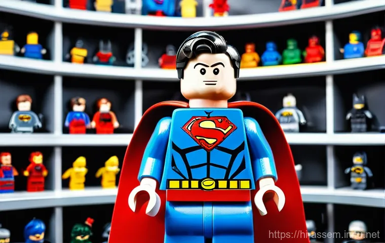 레고 히어로 캐릭터 리뷰 - **Prompt:** "A vibrant, dynamic illustration showcasing a diverse collection of iconic LEGO Marvel a...