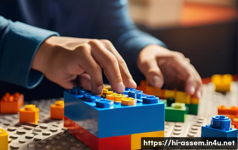 레고 조립의 치유 효과 - **Prompt 1: Mindful Building - A Moment of Calm**
A serene, close-up, highly detailed photograph...