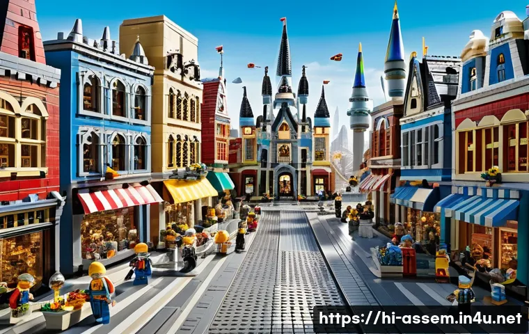 레고 인스퍼레이션 스토리 - **Prompt:** A vibrant and sprawling fantastical LEGO city, rendered with immense detail and rich col...